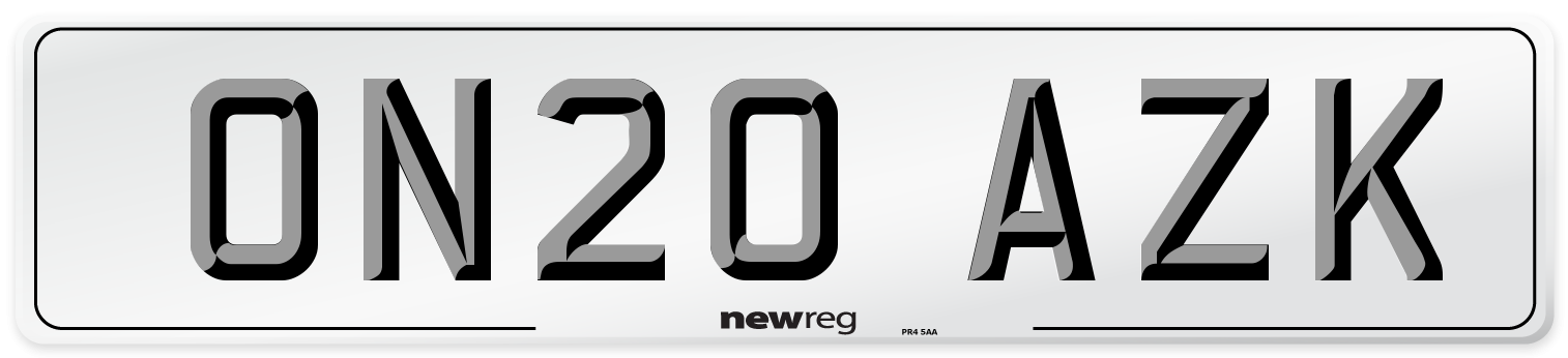 ON20 AZK Number Plate from New Reg